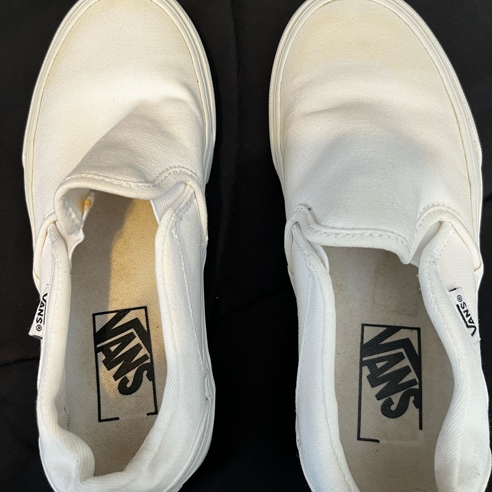 Vans Classic White Canvas Slip-Ons